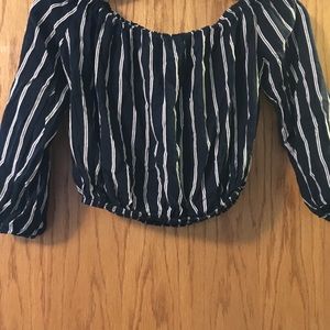 Black and white striped Brandy Melville cropped top